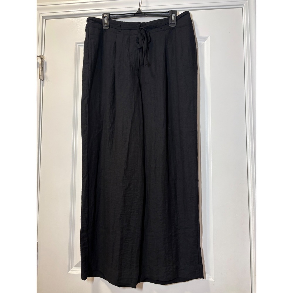 DKNY Black Wide Leg Rayon Blend Trousers Womens Size 10